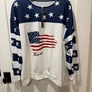 4th of July long sleeve lightweight sweatshirt in XL